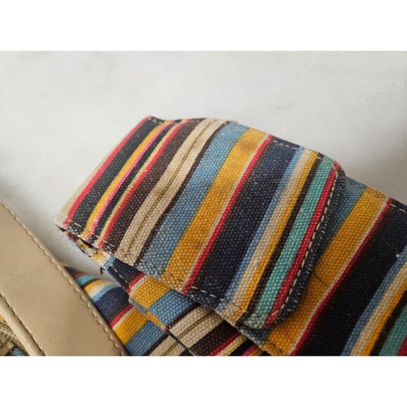 Women's Genuine Classic Shoulder Tote Bag Fabric + Faux Leather Pockets Braiding - Picture 4 of 11